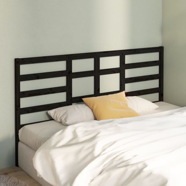 Cabecero de cama madera maciza de pino negro 206x4x104 cm Cabecero de cama madera maciza de pino negro 206x4x104 cm