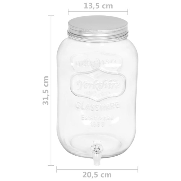 Dispensador de bebida vidrio 8050 ml Dispensador de bebida vidrio 8050 ml