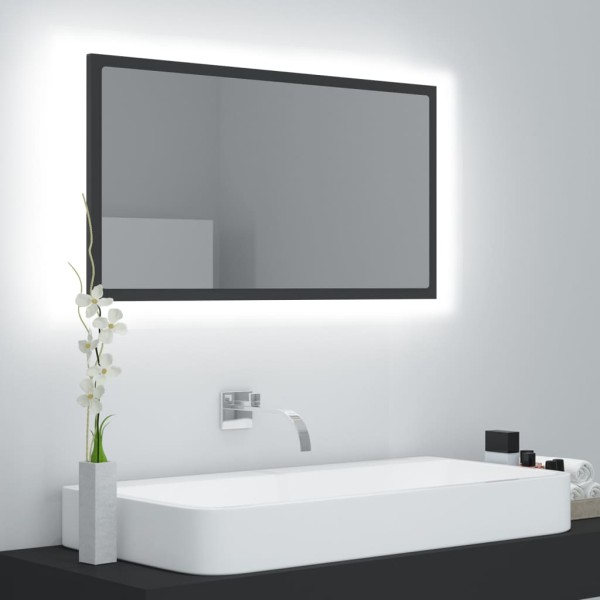 Espejo de baño LED acrílico gris 80x8,5x37 cm Espejo de baño LED acrílico gris 80x8,5x37 cm