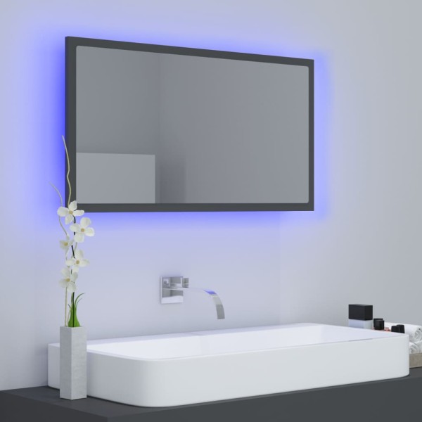 Espejo de baño LED acrílico gris 80x8,5x37 cm Espejo de baño LED acrílico gris 80x8,5x37 cm