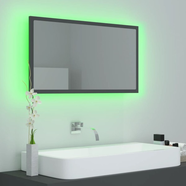 Espejo de baño LED acrílico gris 80x8,5x37 cm Espejo de baño LED acrílico gris 80x8,5x37 cm