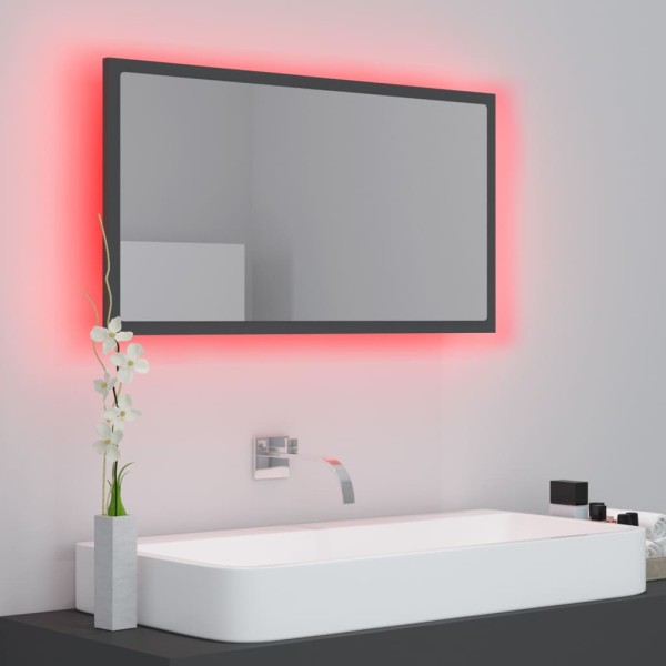 Espejo de baño LED acrílico gris 80x8,5x37 cm Espejo de baño LED acrílico gris 80x8,5x37 cm