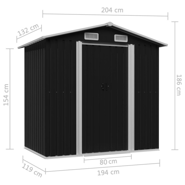 Caseta de jardín de acero gris antracita 204x132x186 cm Caseta de jardín de acero gris antracita 204x132x186 cm