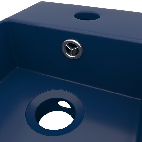 Lavabo con rebosadero cerámica azul oscuro Lavabo con rebosadero cerámica azul oscuro