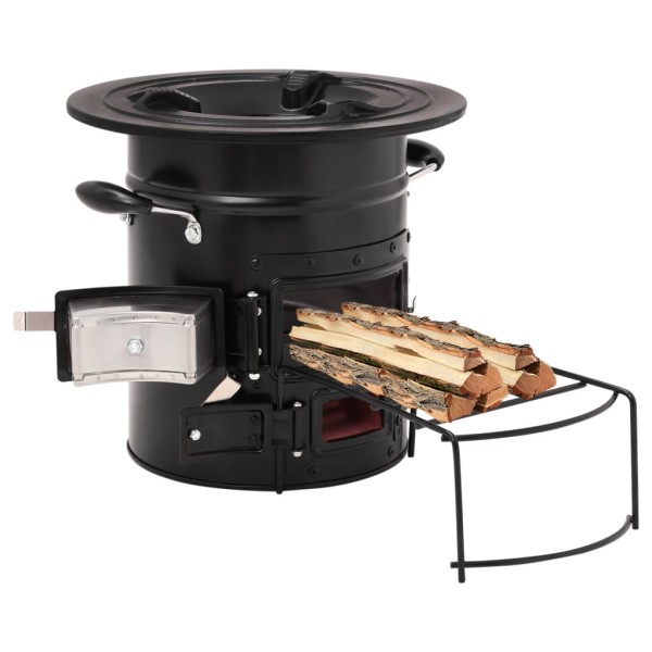Cocina de leña para camping acero negro 50x33,5x30,5 cm Cocina de leña para camping acero negro 50x33,5x30,5 cm