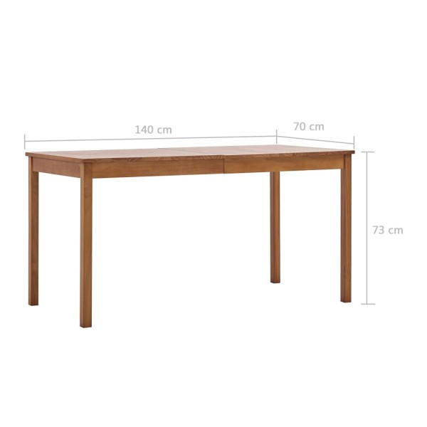 Mesa de comedor de madera de pino marrón miel 140x70x73 cm Mesa de comedor de madera de pino marrón miel 140x70x73 cm