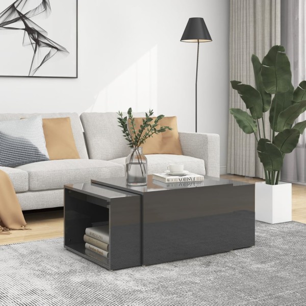 Mesas de centro apilables 3 piezas gris brillo 60x60x38 cm Mesas de centro apilables 3 piezas gris brillo 60x60x38 cm