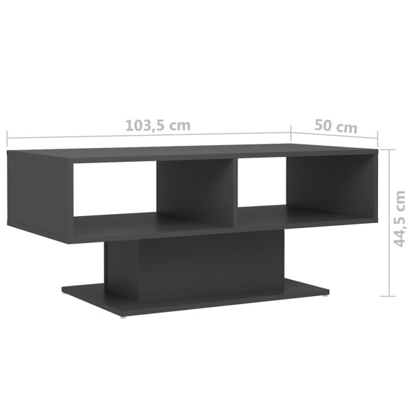 Mesa de centro madera contrachapada gris 103,5x50x44,5 cm Mesa de centro madera contrachapada gris 103,5x50x44,5 cm