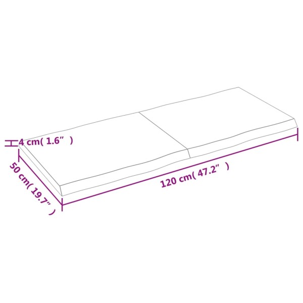 Tablero mesa madera tratada borde vivo marrón 120x50x(2-4) cm Tablero mesa madera tratada borde vivo marrón 120x50x(2-4) cm