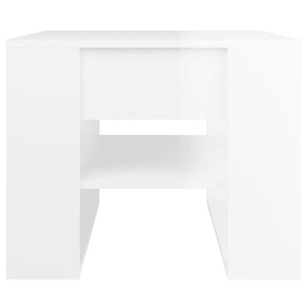 Mesa de centro madera contrachapada blanco brillo 55,5x55x45 cm