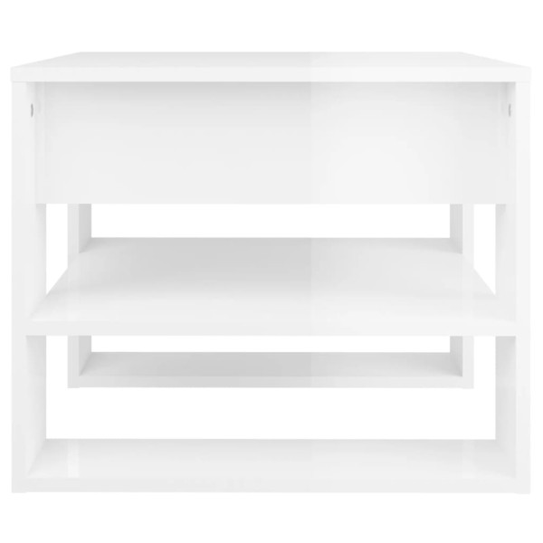 Mesa de centro madera contrachapada blanco brillo 55,5x55x45 cm