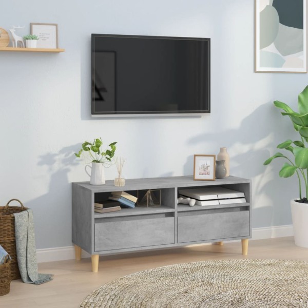 Mueble de TV madera contrachapada gris hormigón 100x34,5x44,5cm Mueble de TV madera contrachapada gris hormigón 100x34,5x44,5cm