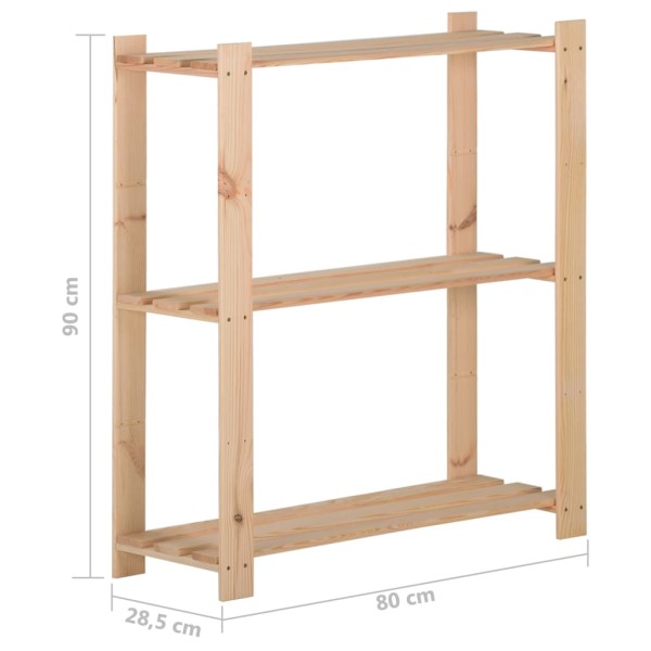 Estantería de 3 niveles madera pino maciza 80x28,5x90 cm Estantería de 3 niveles madera pino maciza 80x28,5x90 cm