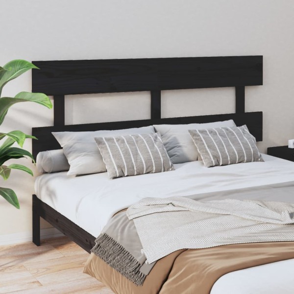 Cabecero de cama madera maciza de pino negro 164x3x81 cm Cabecero de cama madera maciza de pino negro 164x3x81 cm