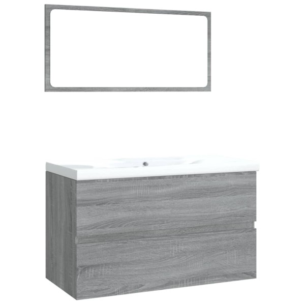 Set de muebles de baño madera contrachapada gris Sonoma Set de muebles de baño madera contrachapada gris Sonoma