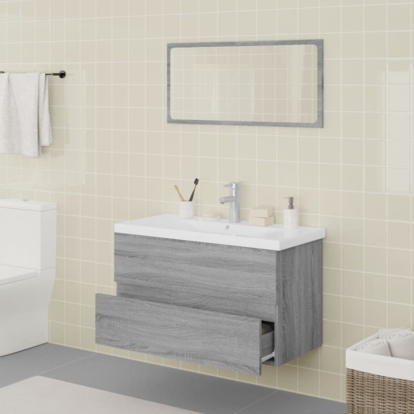 Set de muebles de baño madera contrachapada gris Sonoma Set de muebles de baño madera contrachapada gris Sonoma