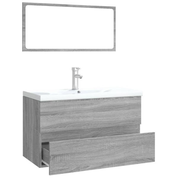 Set de muebles de baño madera contrachapada gris Sonoma Set de muebles de baño madera contrachapada gris Sonoma