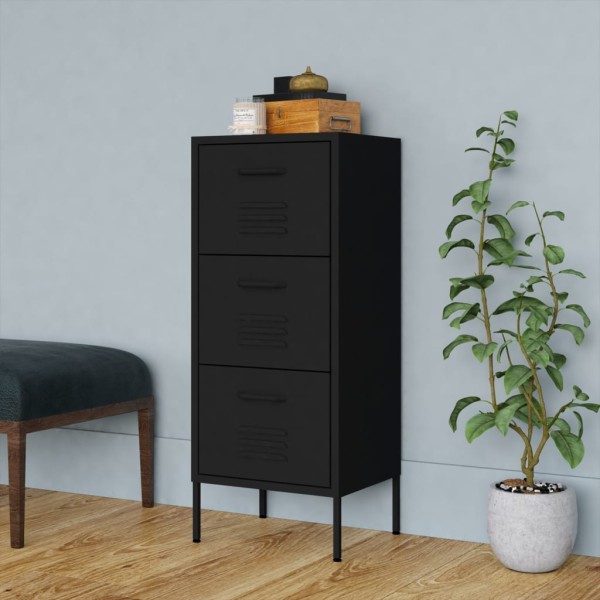 Armario de almacenamiento acero negro 42,5x35x101,5 cm Armario de almacenamiento acero negro 42,5x35x101,5 cm