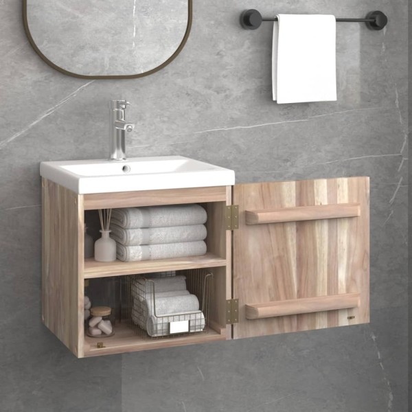 Armario de baño de pared madera maciza de teca 41x38x40 cm