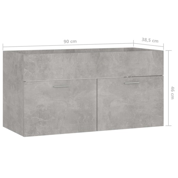 Armario para lavabo contrachapada gris hormigón 90x38,5x46 cm Armario para lavabo contrachapada gris hormigón 90x38,5x46 cm