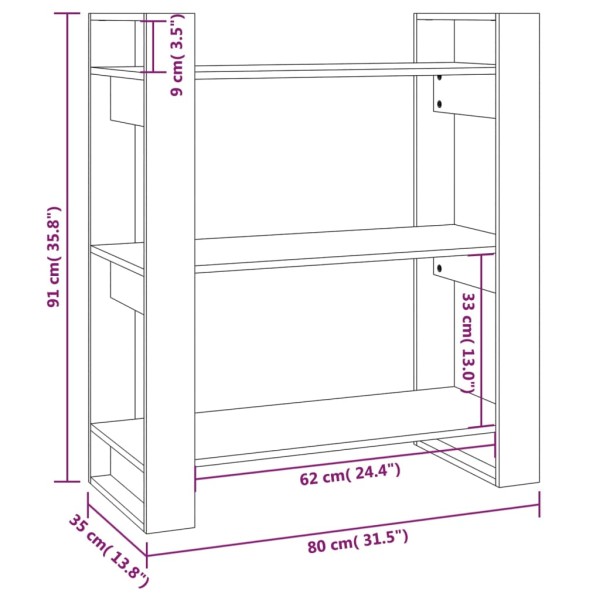 Estantería/divisor de espacios madera pino gris 80x35x91 cm
