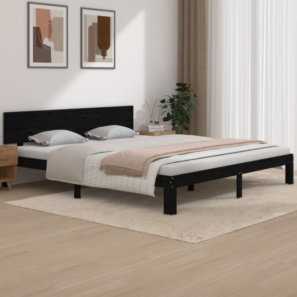Estructura de cama madera maciza negro 180x200 cm