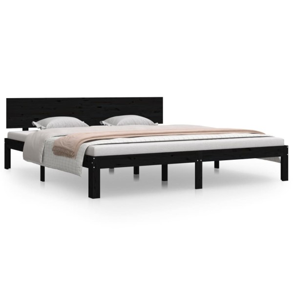 Estructura de cama madera maciza negro 180x200 cm