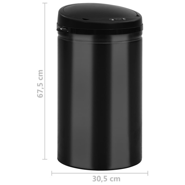 Cubo de basura con sensor automático 40L acero al carbono negro