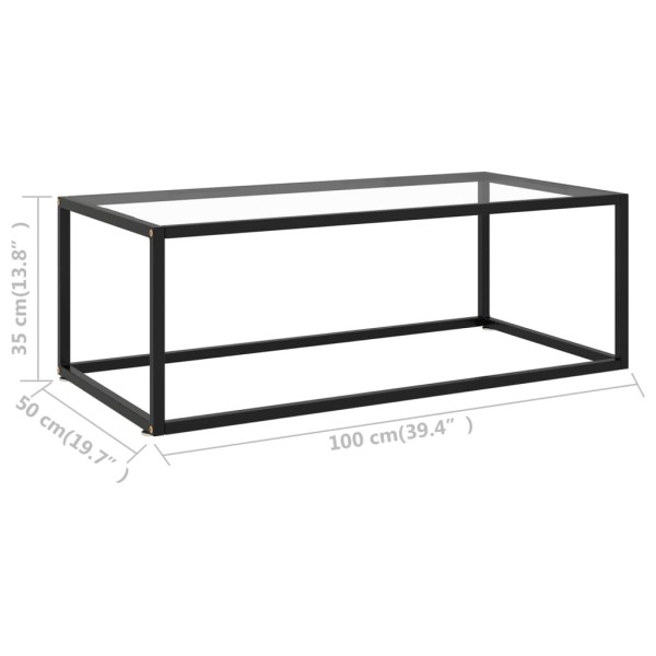 Mesa de centro negra con vidrio templado 100x50x35 cm Mesa de centro negra con vidrio templado 100x50x35 cm