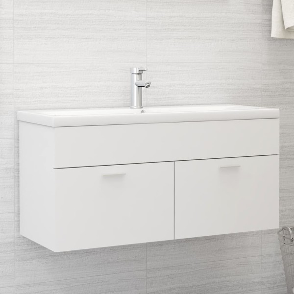 Armario para lavabo madera contrachapada blanco 100x38,5x46 cm Armario para lavabo madera contrachapada blanco 100x38,5x46 cm