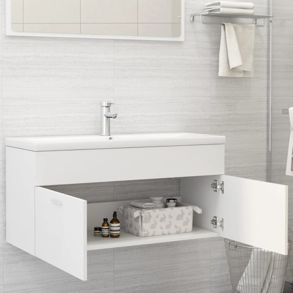Armario para lavabo madera contrachapada blanco 100x38,5x46 cm Armario para lavabo madera contrachapada blanco 100x38,5x46 cm