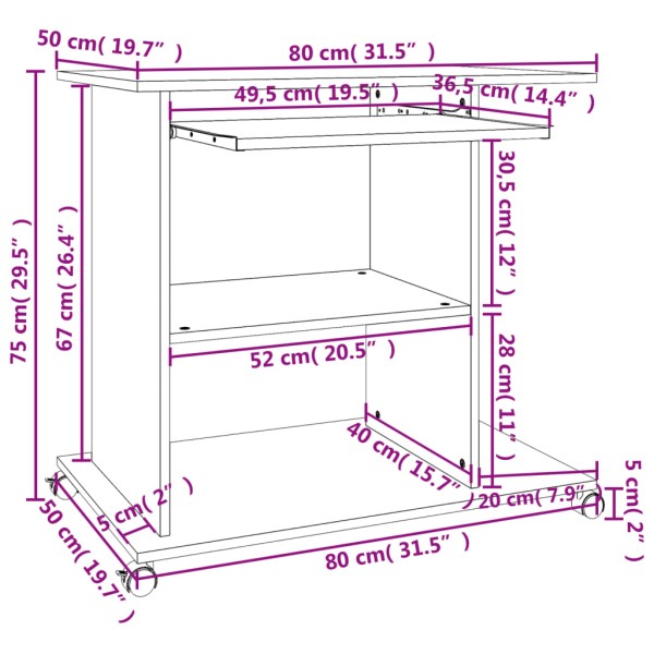Mesa de ordenador madera contrachapada blanco 80x50x75 cm Mesa de ordenador madera contrachapada blanco 80x50x75 cm