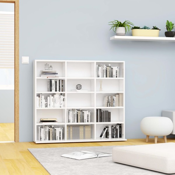 Estantería CD madera contrachapada blanco brillo 102x23x89,5 cm Estantería CD madera contrachapada blanco brillo 102x23x89,5 cm