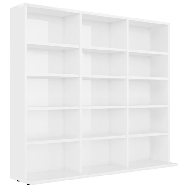 Estantería CD madera contrachapada blanco brillo 102x23x89,5 cm Estantería CD madera contrachapada blanco brillo 102x23x89,5 cm