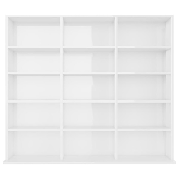 Estantería CD madera contrachapada blanco brillo 102x23x89,5 cm Estantería CD madera contrachapada blanco brillo 102x23x89,5 cm