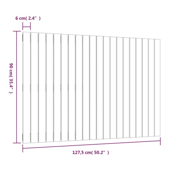 Cabecero de cama pared madera maciza pino blanco 127,5x3x90 cm Cabecero de cama pared madera maciza pino blanco 127,5x3x90 cm