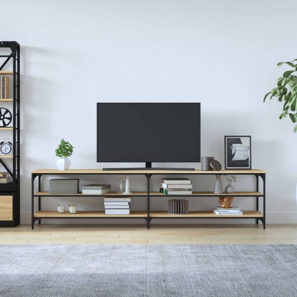 Mueble TV metal y madera contrachapada roble Sonoma 200x30x50cm Mueble TV metal y madera contrachapada roble Sonoma 200x30x50cm