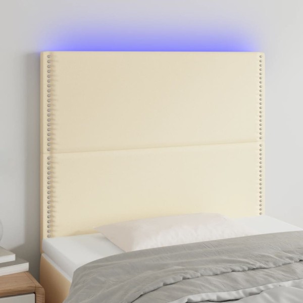 Cabecero con luces LED cuero sintético crema 80x5x118/128 cm Cabecero con luces LED cuero sintético crema 80x5x118/128 cm