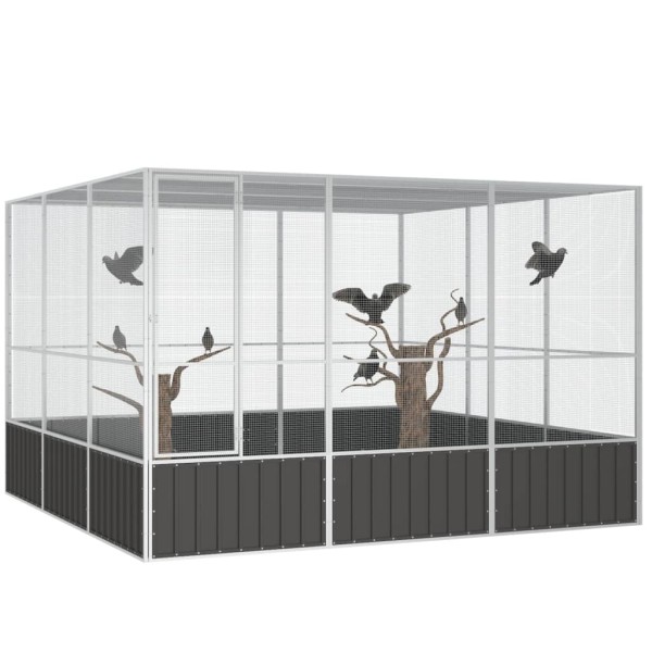 Jaula pájaros acero galvanizado antracita 302,5x324,5x211,5 cm Jaula pájaros acero galvanizado antracita 302,5x324,5x211,5 cm