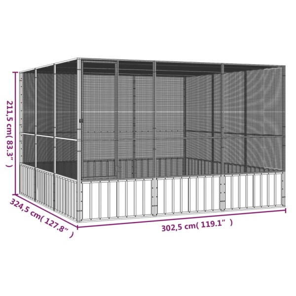 Jaula pájaros acero galvanizado antracita 302,5x324,5x211,5 cm Jaula pájaros acero galvanizado antracita 302,5x324,5x211,5 cm