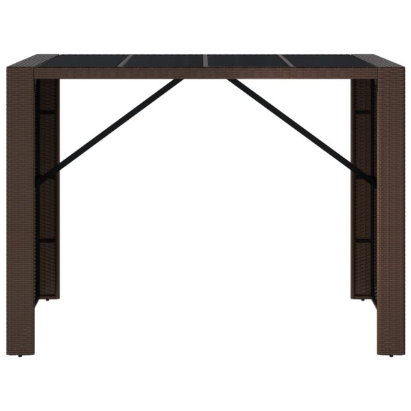 Mesa alta bar superficie vidrio ratán PE marrón 145x80x110 cm Mesa alta bar superficie vidrio ratán PE marrón 145x80x110 cm