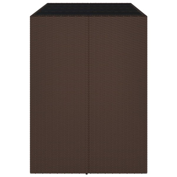 Mesa alta bar superficie vidrio ratán PE marrón 145x80x110 cm Mesa alta bar superficie vidrio ratán PE marrón 145x80x110 cm