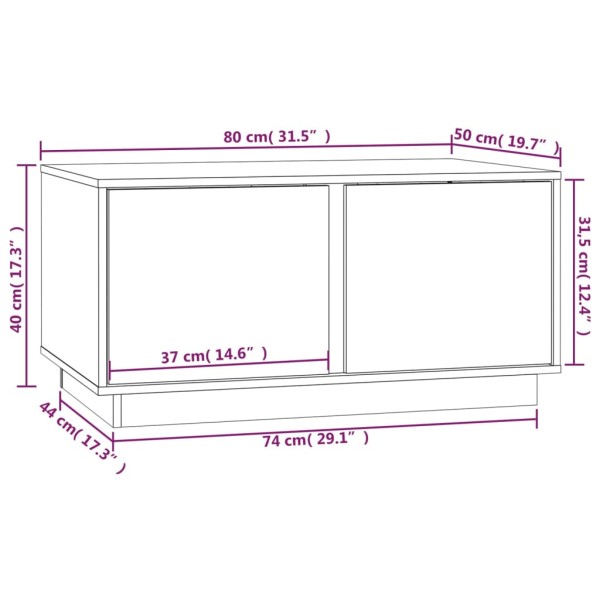 Mesa de centro madera maciza de pino negro 80x50x40 cm Mesa de centro madera maciza de pino negro 80x50x40 cm