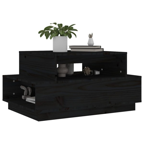 Mesa de centro madera maciza de pino negro 80x55x40,5 cm Mesa de centro madera maciza de pino negro 80x55x40,5 cm