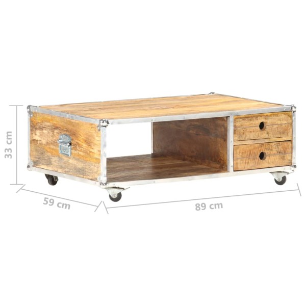 Mesa de centro de madera maciza de mango en bruto 89x59x33 cm Mesa de centro de madera maciza de mango en bruto 89x59x33 cm