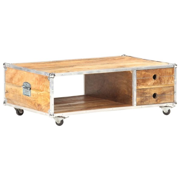 Mesa de centro de madera maciza de mango en bruto 89x59x33 cm Mesa de centro de madera maciza de mango en bruto 89x59x33 cm