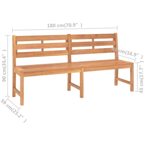 Banco de jardín de madera maciza de teca 180 cm Banco de jardín de madera maciza de teca 180 cm