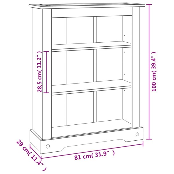 Estantería 3 niveles Corona Range de pino mexicano 81x29x100 cm