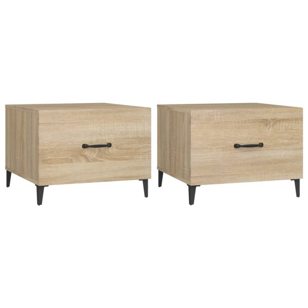 Mesa de centro con patas de metal 2 uds roble Sonoma 50x50x40cm Mesa de centro con patas de metal 2 uds roble Sonoma 50x50x40cm