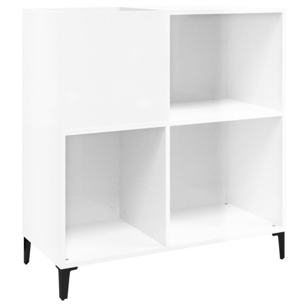 Mueble discos madera contrachapada blanco brillo 84,5x38x89 cm Mueble discos madera contrachapada blanco brillo 84,5x38x89 cm